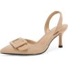 imageCoutgo Womens Slingback Heels Kitten Heel Pumps Dress Shoes Sling Back Closed Pointed Toe Suede Wedding Party SandalsNude
