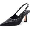 imageCoutgo Womens Slingback Kitten Heels Studded Closed Pointed Toe Slip On Leather Pumps Work Dress ShoesBlack