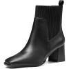 imageCoutgo Womens Slip On Ankle Boots Chunky Block Heel Square Toe Splicing Dress Sock BootiesBlack
