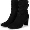 imageCoutgo Womens Slouch Mid Calf Boots Chunky Heel Square Toe Zip Up Fall Fashion Booties ShoesBlack