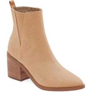 imageCoutgo Womens Pointed Toe Ankle Boots Chunky Block Stacked Heel Side Zipper Chelsea Fall BootiesLight Brown