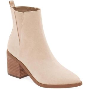 imageCoutgo Womens Pointed Toe Ankle Boots Chunky Block Stacked Heel Side Zipper Chelsea Fall BootiesNude