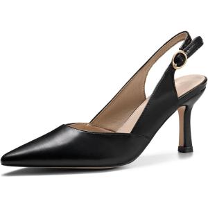 imageWomens Slingback Kitten Heels Closed Pointed Toe Backless Wedding Party Dress Pumps ShoesBlack