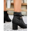 imageCoutgo Womens Ankle Boots Chunky Block Low Heel Vintage Tie Knot Booties Shoes with Side ZipperBlack