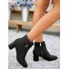 imageCoutgo Womens Ankle Boots Chunky Block Low Heel Vintage Tie Knot Booties Shoes with Side ZipperBlack
