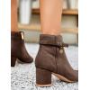imageCoutgo Womens Ankle Boots Chunky Block Low Heel Vintage Tie Knot Booties Shoes with Side ZipperCoffee