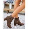 imageCoutgo Womens Ankle Boots Chunky Block Low Heel Vintage Tie Knot Booties Shoes with Side ZipperCoffee