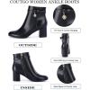 imageCoutgo Womens Ankle Boots Chunky Block Low Heel Vintage Tie Knot Booties Shoes with Side ZipperCool Black
