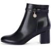 imageCoutgo Womens Ankle Boots Chunky Block Low Heel Vintage Tie Knot Booties Shoes with Side ZipperCool Black