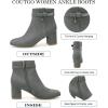 imageCoutgo Womens Ankle Boots Chunky Block Low Heel Vintage Tie Knot Booties Shoes with Side ZipperGrey