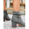imageCoutgo Womens Ankle Boots Chunky Block Low Heel Vintage Tie Knot Booties Shoes with Side ZipperGrey