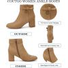 imageCoutgo Womens Ankle Boots Chunky Block Low Heel Vintage Tie Knot Booties Shoes with Side ZipperKhaki
