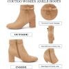 imageCoutgo Womens Ankle Boots Chunky Block Low Heel Vintage Tie Knot Booties Shoes with Side ZipperLight Brown