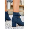 imageCoutgo Womens Ankle Boots Chunky Block Low Heel Vintage Tie Knot Booties Shoes with Side ZipperNavy