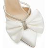 imageCoutgo Womens Bow Heels Mules Pointed Closed Toe Sandals Rhinestone Satin Backless Wedding ShoesBeige