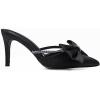 imageCoutgo Womens Bow Heels Mules Pointed Closed Toe Sandals Rhinestone Satin Backless Wedding ShoesBlack