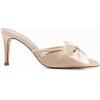 imageCoutgo Womens Bow Heels Mules Pointed Closed Toe Sandals Rhinestone Satin Backless Wedding ShoesLight Khaki