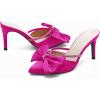 imageCoutgo Womens Bow Heels Mules Pointed Closed Toe Sandals Rhinestone Satin Backless Wedding ShoesRose Red