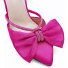imageCoutgo Womens Bow Heels Mules Pointed Closed Toe Sandals Rhinestone Satin Backless Wedding ShoesRose Red