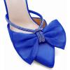 imageCoutgo Womens Bow Heels Mules Pointed Closed Toe Sandals Rhinestone Satin Backless Wedding ShoesRoyal Blue