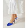 imageCoutgo Womens Bow Heels Mules Pointed Closed Toe Sandals Rhinestone Satin Backless Wedding ShoesRoyal Blue
