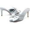 imageCoutgo Womens Bow Heels Mules Pointed Closed Toe Sandals Rhinestone Satin Backless Wedding ShoesSilver