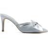 imageCoutgo Womens Bow Heels Mules Pointed Closed Toe Sandals Rhinestone Satin Backless Wedding ShoesSilver