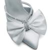 imageCoutgo Womens Bow Heels Mules Pointed Closed Toe Sandals Rhinestone Satin Backless Wedding ShoesSilver