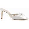 imageCoutgo Womens Bow Heels Mules Pointed Closed Toe Sandals Rhinestone Satin Backless Wedding ShoesWhite
