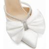 imageCoutgo Womens Bow Heels Mules Pointed Closed Toe Sandals Rhinestone Satin Backless Wedding ShoesWhite