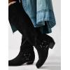 imageCoutgo Womens Knee High Boots Suede Wide Calf Chunky Low Heel Cowboy Moto Boots Fall ShoesBlack