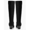 imageCoutgo Womens Knee High Boots Suede Wide Calf Chunky Low Heel Cowboy Moto Boots Fall ShoesBlack