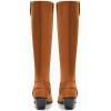 imageCoutgo Womens Knee High Boots Suede Wide Calf Chunky Low Heel Cowboy Moto Boots Fall ShoesBrown
