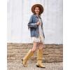 imageCoutgo Womens Knee High Boots Suede Wide Calf Chunky Low Heel Cowboy Moto Boots Fall ShoesCamel
