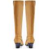 imageCoutgo Womens Knee High Boots Suede Wide Calf Chunky Low Heel Cowboy Moto Boots Fall ShoesLight Brown