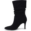 imageCoutgo Womens Mid Calf Slouchy Boots Suede High Heel Slipon Stiletto Sexy Pointed Toe BootiesBlack