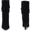 imageCoutgo Womens Mid Calf Slouchy Boots Suede High Heel Slipon Stiletto Sexy Pointed Toe BootiesBlack