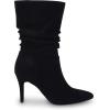 imageCoutgo Womens Mid Calf Slouchy Boots Suede High Heel Slipon Stiletto Sexy Pointed Toe BootiesBlack