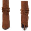 imageCoutgo Womens Mid Calf Slouchy Boots Suede High Heel Slipon Stiletto Sexy Pointed Toe BootiesBrown