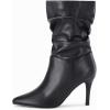 imageCoutgo Womens Mid Calf Slouchy Boots Suede High Heel Slipon Stiletto Sexy Pointed Toe BootiesCool Black