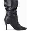 imageCoutgo Womens Mid Calf Slouchy Boots Suede High Heel Slipon Stiletto Sexy Pointed Toe BootiesCool Black