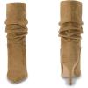 imageCoutgo Womens Mid Calf Slouchy Boots Suede High Heel Slipon Stiletto Sexy Pointed Toe BootiesLight Brown