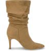 imageCoutgo Womens Mid Calf Slouchy Boots Suede High Heel Slipon Stiletto Sexy Pointed Toe BootiesLight Brown