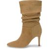 imageCoutgo Womens Mid Calf Slouchy Boots Suede High Heel Slipon Stiletto Sexy Pointed Toe BootiesLight Brown