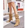 imageCoutgo Womens Mid Calf Slouchy Boots Suede High Heel Slipon Stiletto Sexy Pointed Toe BootiesLight Brown
