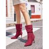 imageCoutgo Womens Mid Calf Slouchy Boots Suede High Heel Slipon Stiletto Sexy Pointed Toe BootiesWine Red