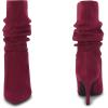 imageCoutgo Womens Mid Calf Slouchy Boots Suede High Heel Slipon Stiletto Sexy Pointed Toe BootiesWine Red