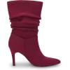 imageCoutgo Womens Mid Calf Slouchy Boots Suede High Heel Slipon Stiletto Sexy Pointed Toe BootiesWine Red