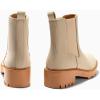 imageCoutgo Womens Platform Chunky Low Heel Slip on Chelsea Boots Suede Elastic Ankle BootsBeige