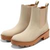 imageCoutgo Womens Platform Chunky Low Heel Slip on Chelsea Boots Suede Elastic Ankle BootsBeige